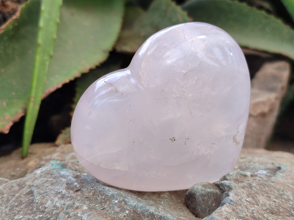 Polished Rose Quartz Girasol Hearts x 3 From Ambatondrazaka, Madagascar - Toprock Gemstones and Minerals 