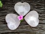 Polished Rose Quartz Girasol Hearts x 3 From Ambatondrazaka, Madagascar - Toprock Gemstones and Minerals 