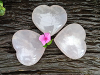 Polished Rose Quartz Girasol Hearts x 3 From Ambatondrazaka, Madagascar