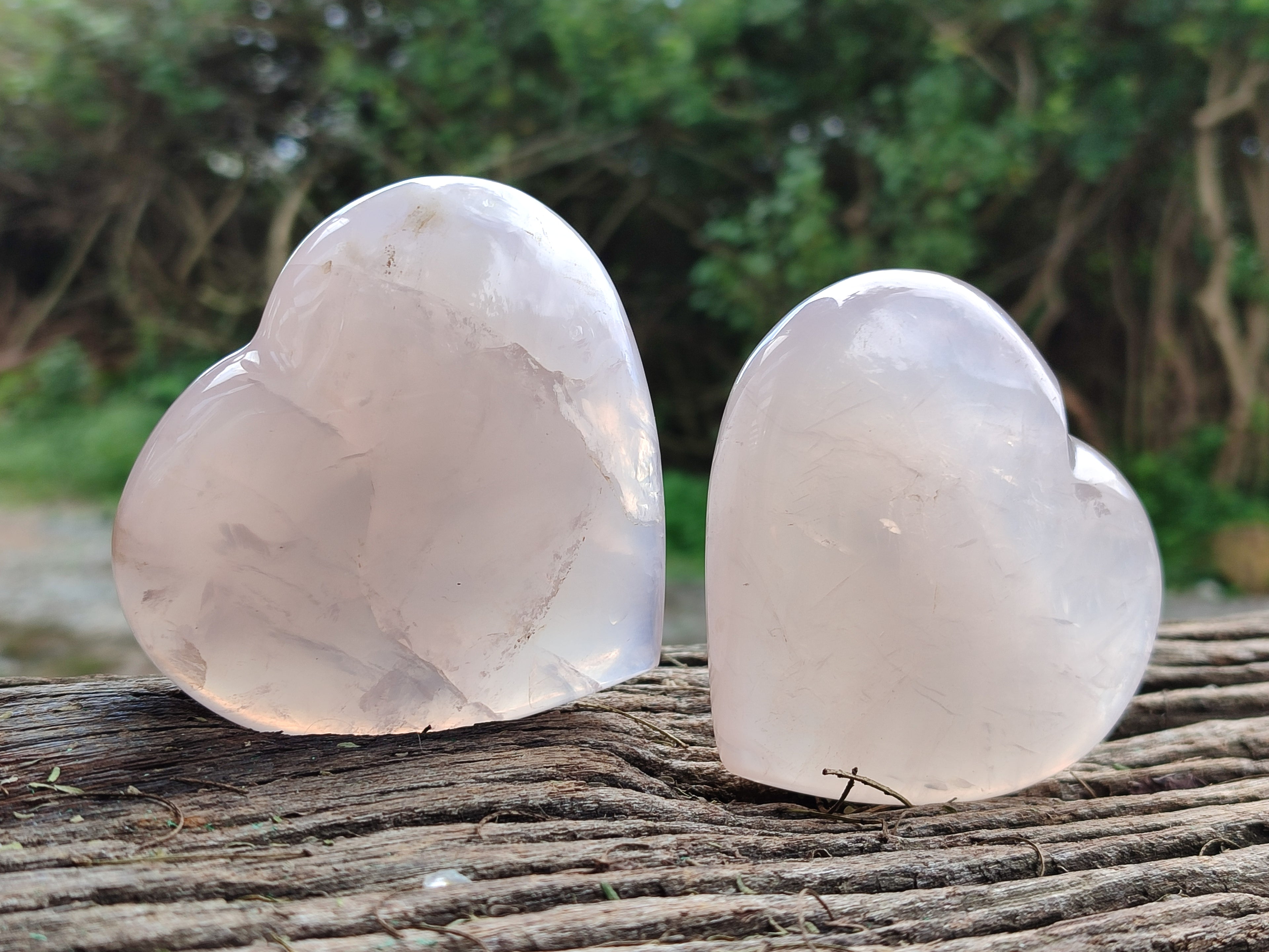 Polished Rose Quartz Girasol Hearts x 3 From Ambatondrazaka, Madagascar - Toprock Gemstones and Minerals 