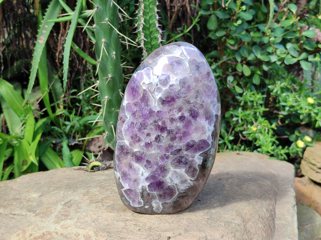 Polished Chevron Amethyst Standing Free Form x 1 From Ankazobe, Madagascar - Toprock Gemstones and Minerals 