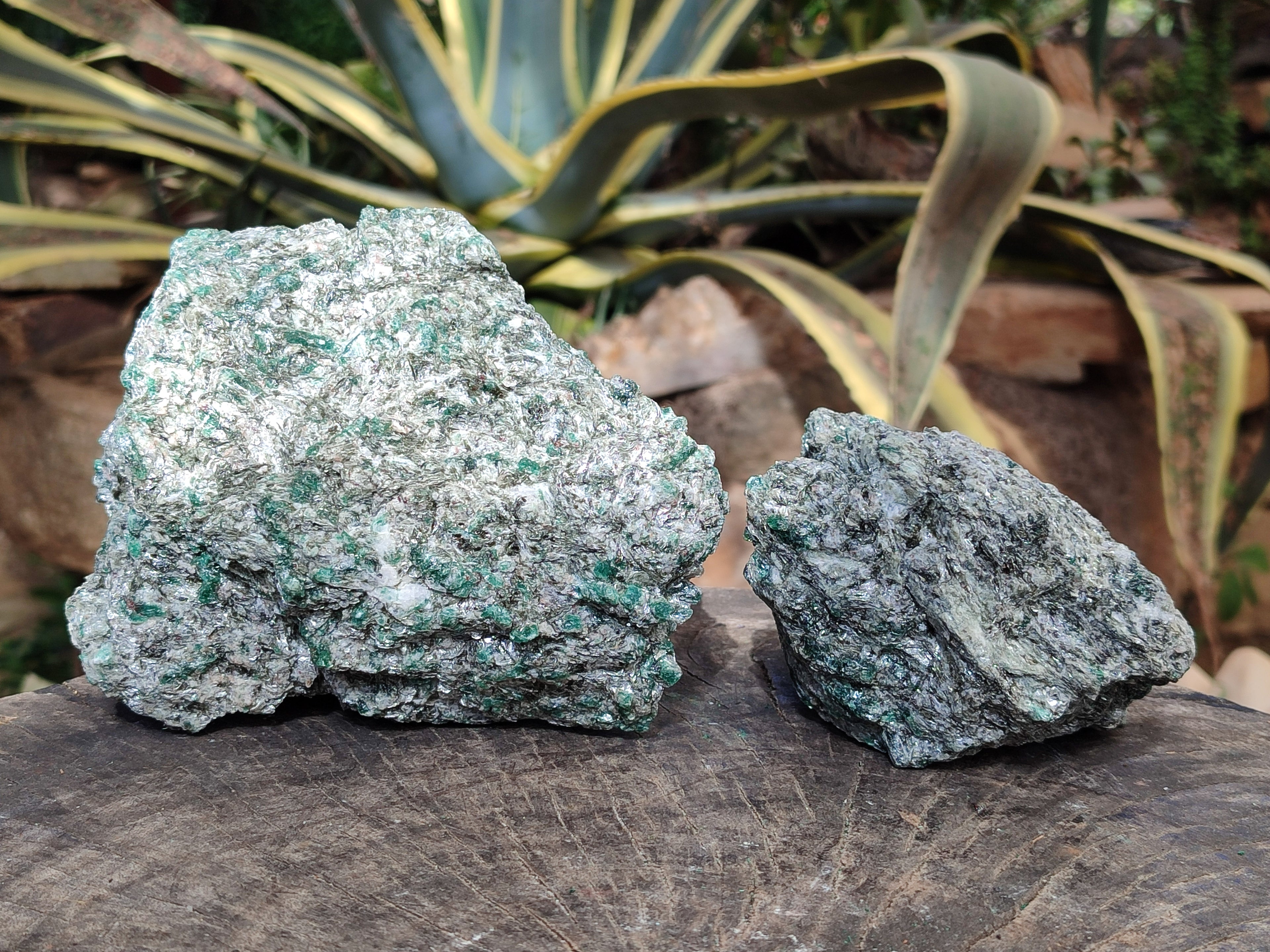 Natural Emerald Mica In Matrix Cobbed Specimens x 2 From Mutoko, Zimbabwe - Toprock Gemstones and Minerals 