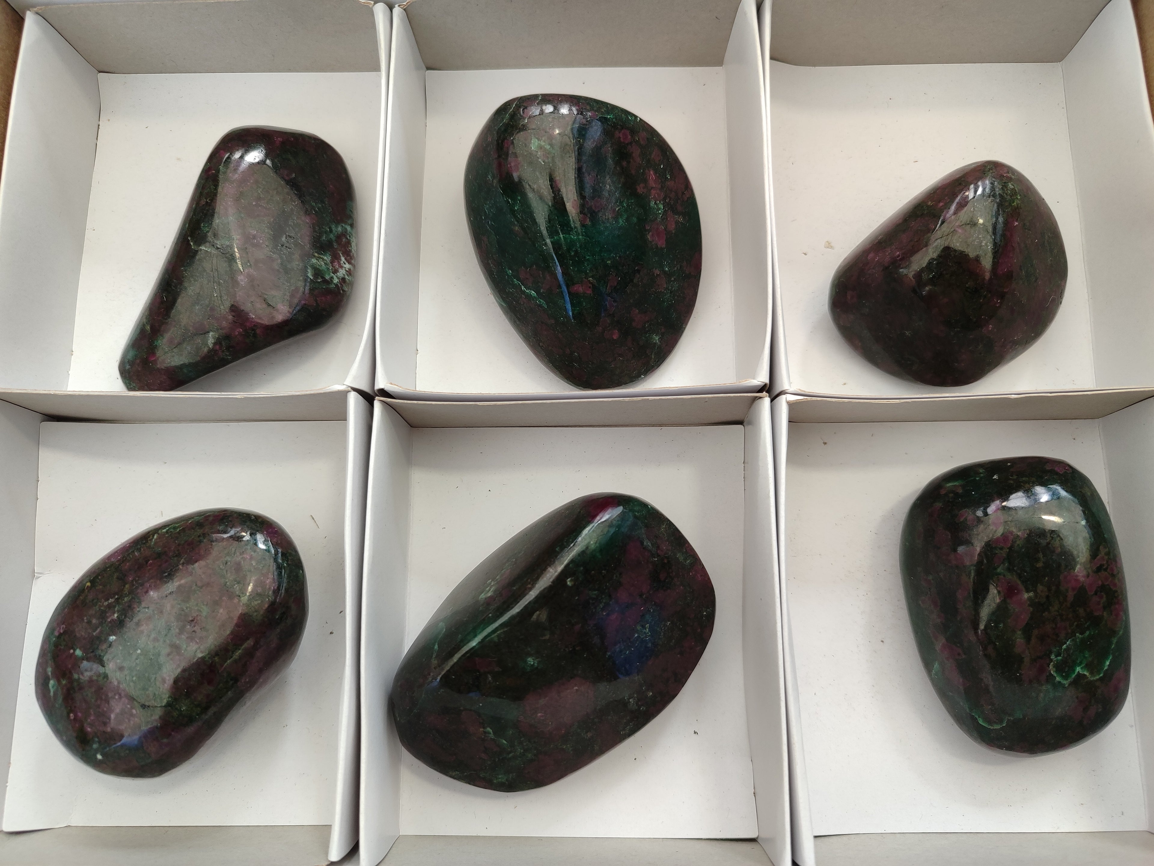 Polished Ruby Corundum In Chrome Verdite Free Forms x 6 From Zimbabwe - Toprock Gemstones and Minerals 