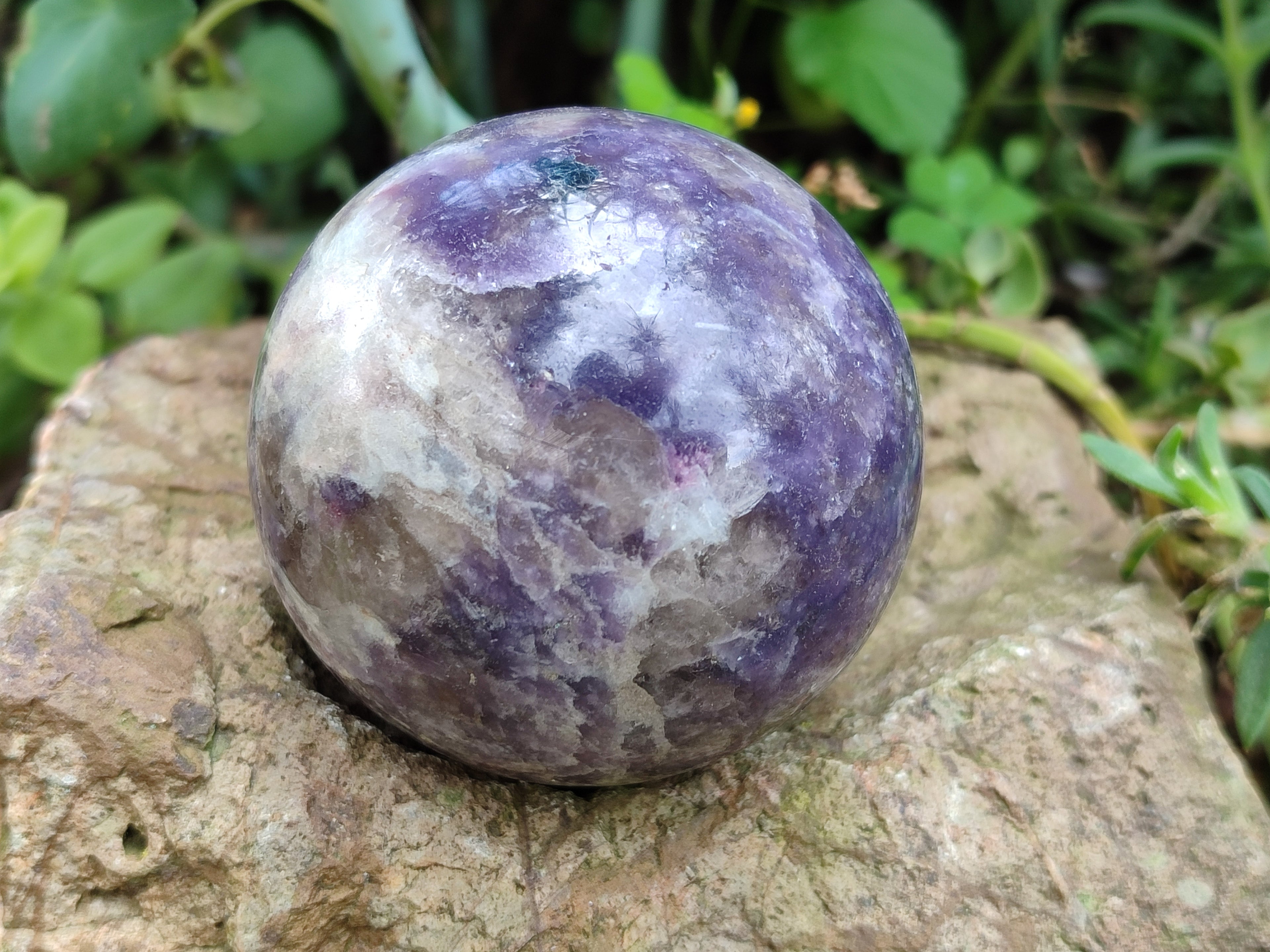 Polished Lepidolite with Pink Rubellite Spheres x 6 From Ambatondrazaka, Madagascar - Toprock Gemstones and Minerals 