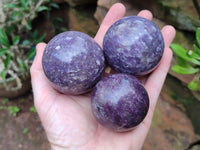 Polished Lepidolite with Pink Rubellite Spheres x 6 From Ambatondrazaka, Madagascar