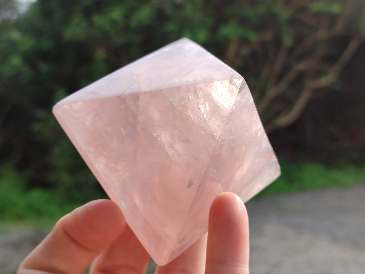 Polished Rose Quartz Pyramids x 6 From Ambatondrazaka, Madagascar - Toprock Gemstones and Minerals 