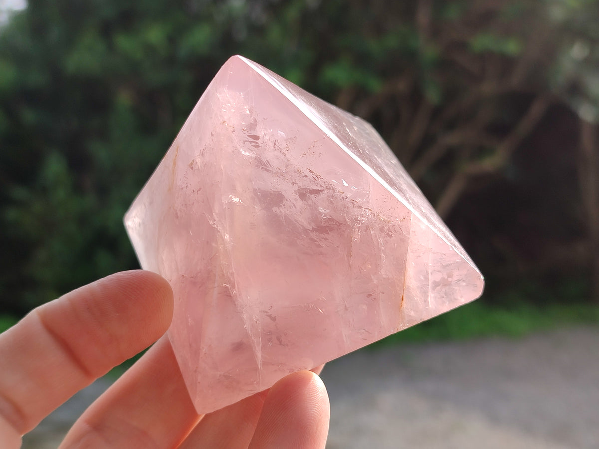 Polished Rose Quartz Pyramids x 6 From Ambatondrazaka, Madagascar - Toprock Gemstones and Minerals 