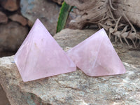 Polished Rose Quartz Pyramids x 6 From Ambatondrazaka, Madagascar