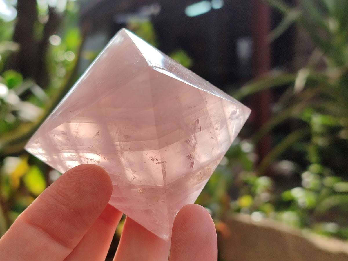Polished Rose Quartz Pyramids x 6 From Ambatondrazaka, Madagascar - Toprock Gemstones and Minerals 