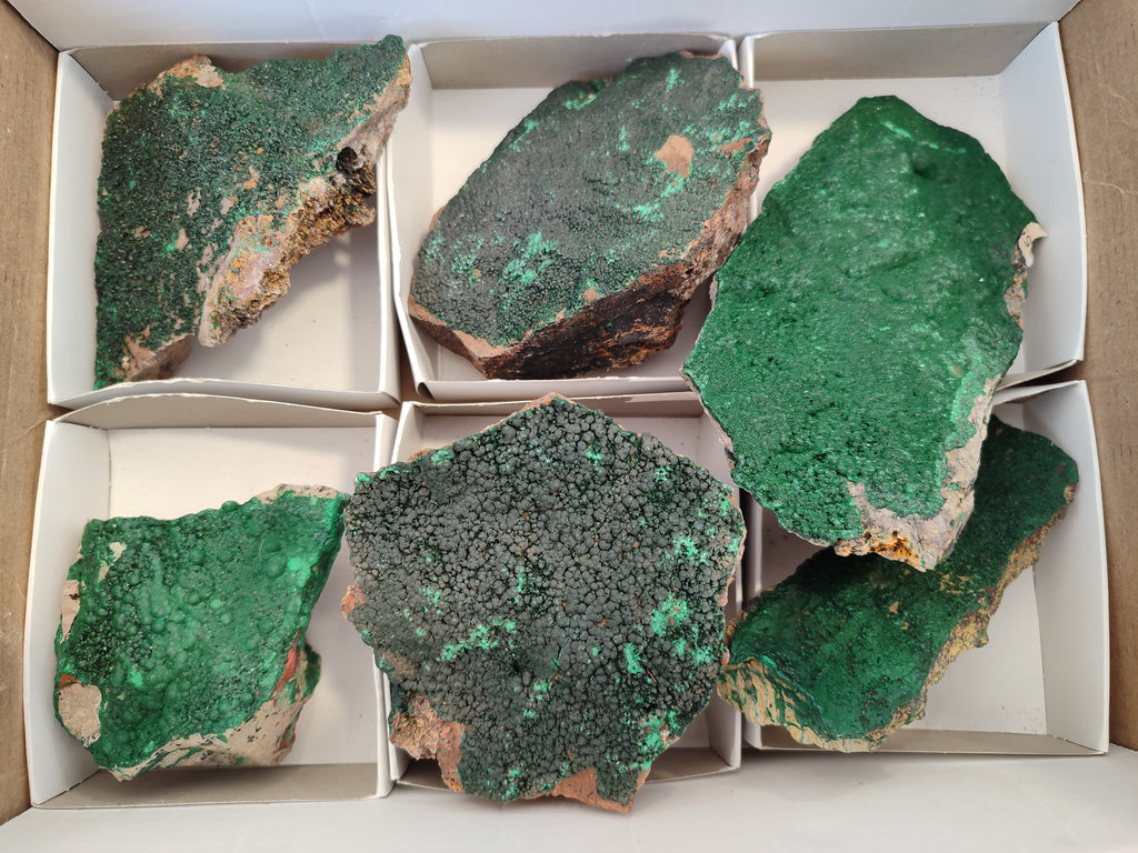 Natural Crystalline Malachite Specimens x 6 From Tenke Fungurume, Congo - Toprock Gemstones and Minerals 