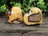 Polished Septerye Hearts x 6 From Mahajanga, Madagascar