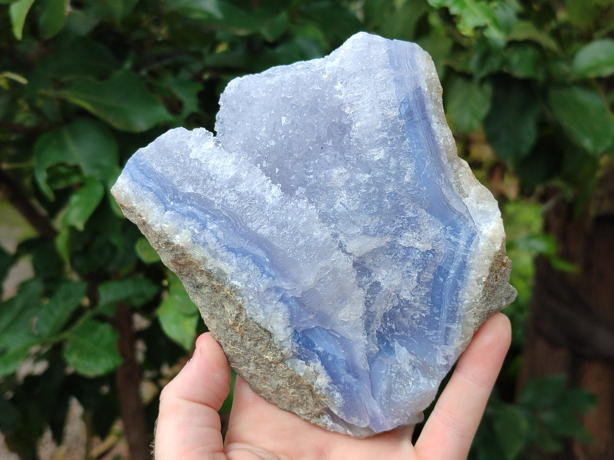 Natural Blue Lace Agate Geode Specimens x 2 From Nsanje, Malawi - Toprock Gemstones and Minerals 