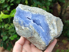 Natural Blue Lace Agate Geode Specimens x 2 From Nsanje, Malawi - Toprock Gemstones and Minerals 