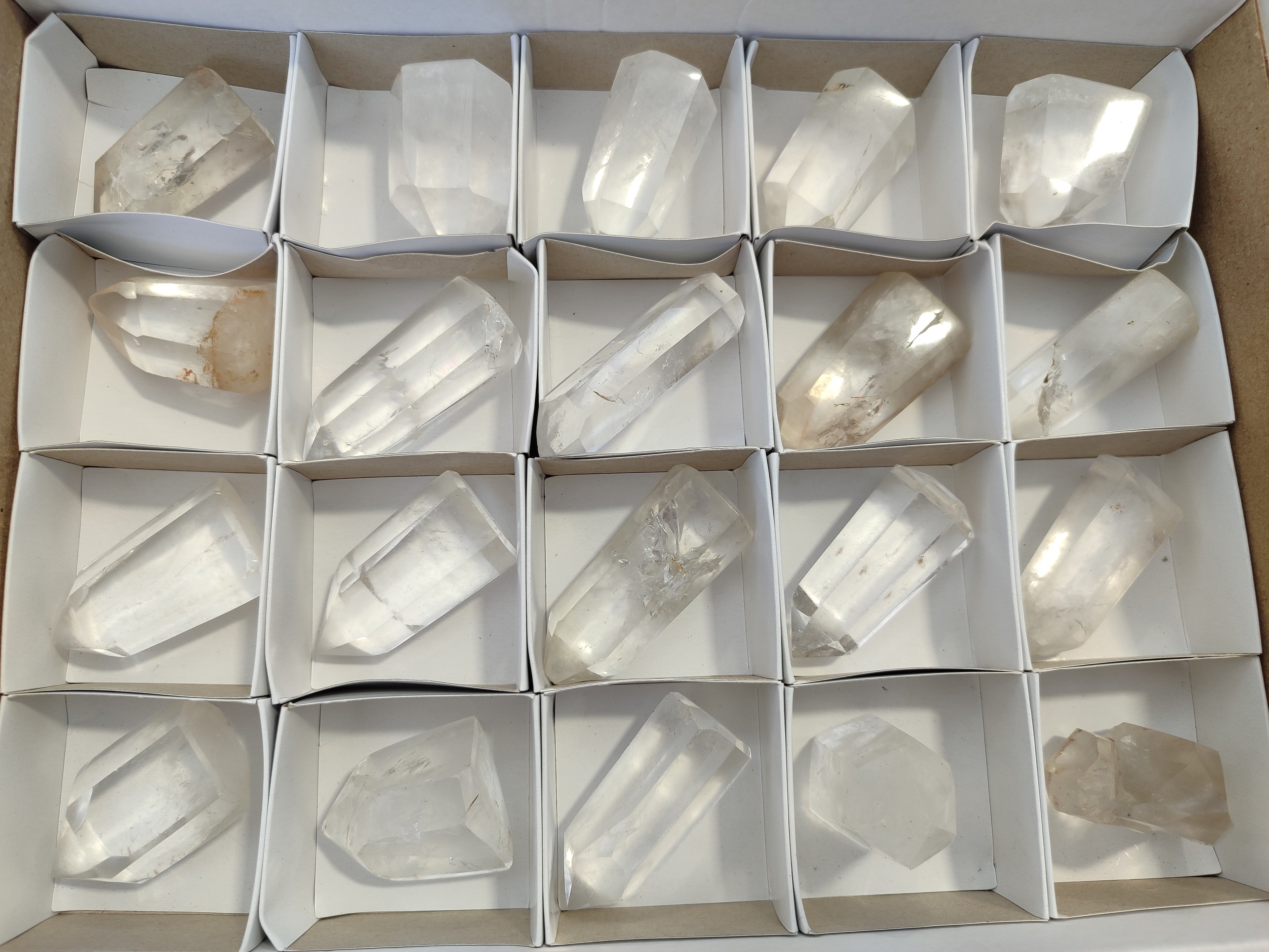 Polished Clear and Smokey Quartz Crystals x 20 From Madagascar - Toprock Gemstones and Minerals 