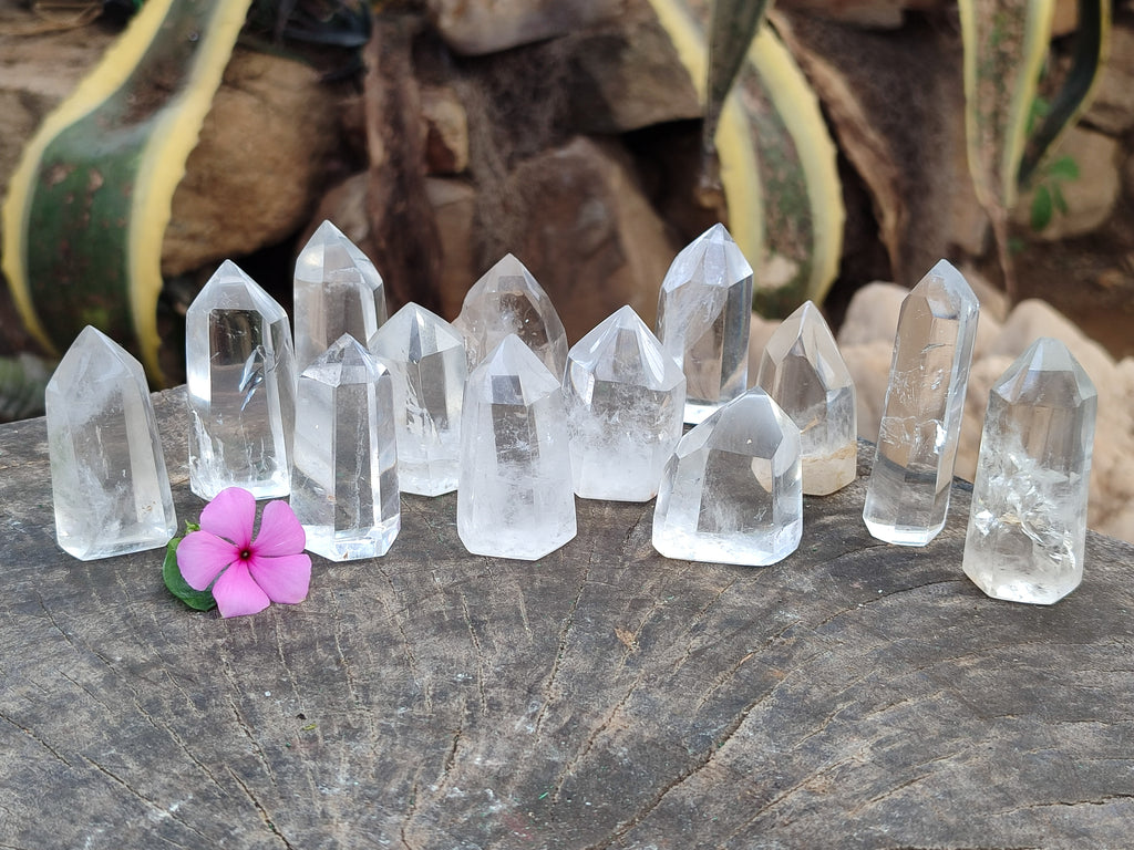 Polished Clear and Smokey Quartz Crystals x 20 From Madagascar - Toprock Gemstones and Minerals 