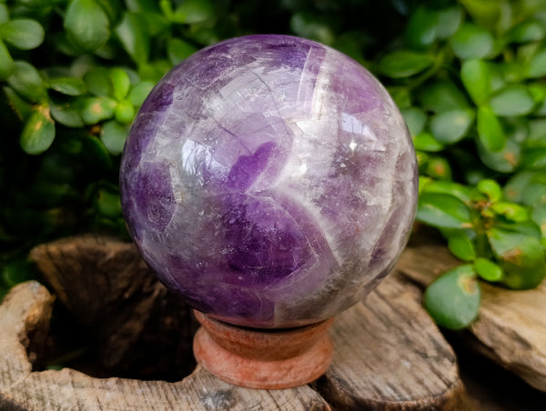 Polished Smokey Chevron Amethyst Sphere x 1 From Madagascar