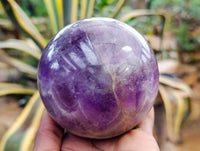 Polished Smokey Chevron Amethyst Sphere x 1 From Madagascar