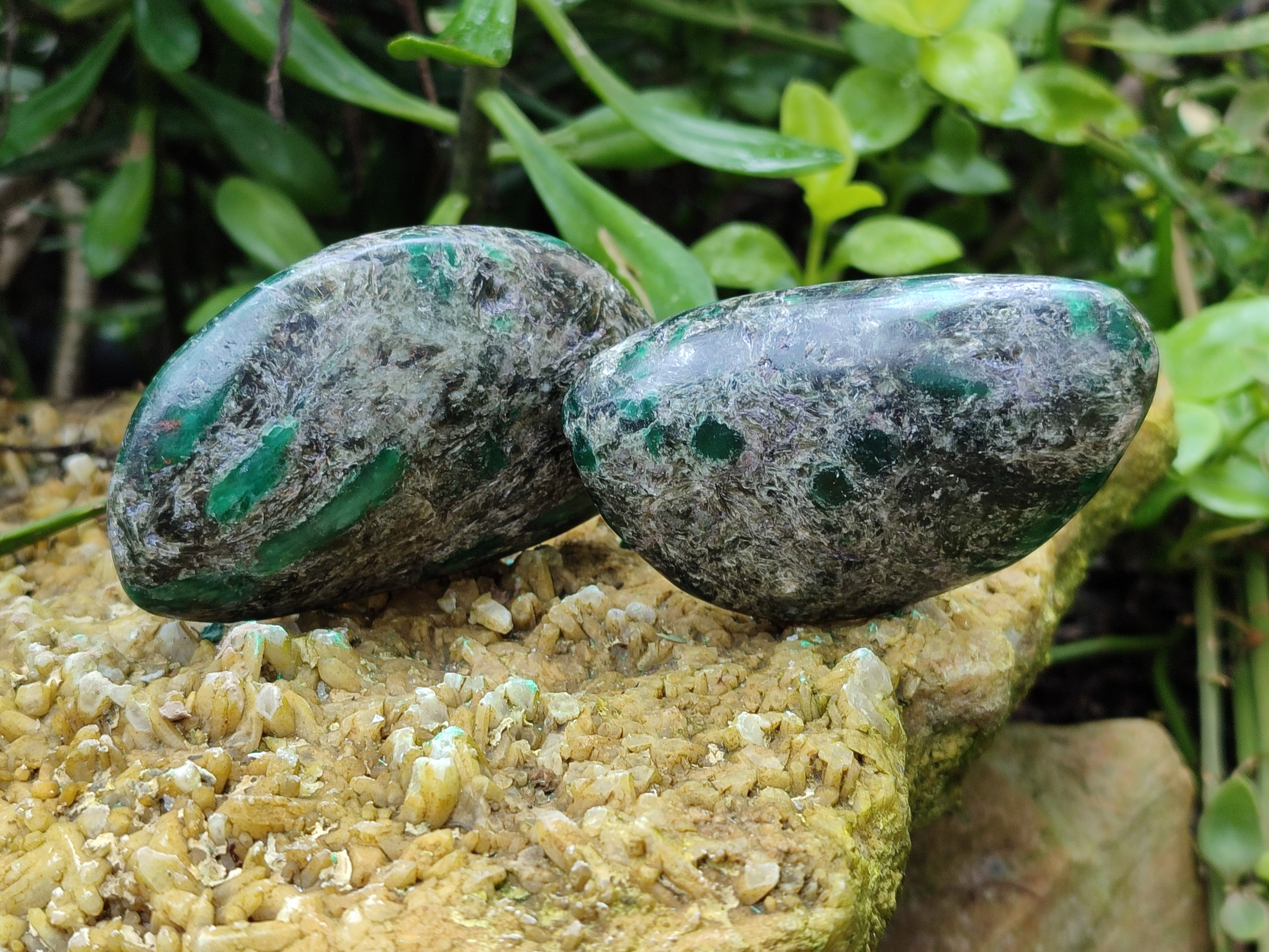 Polished Emerald Mica In Matrix Free Forms x 6 From Mutoko, Zimbabwe - Toprock Gemstones and Minerals 