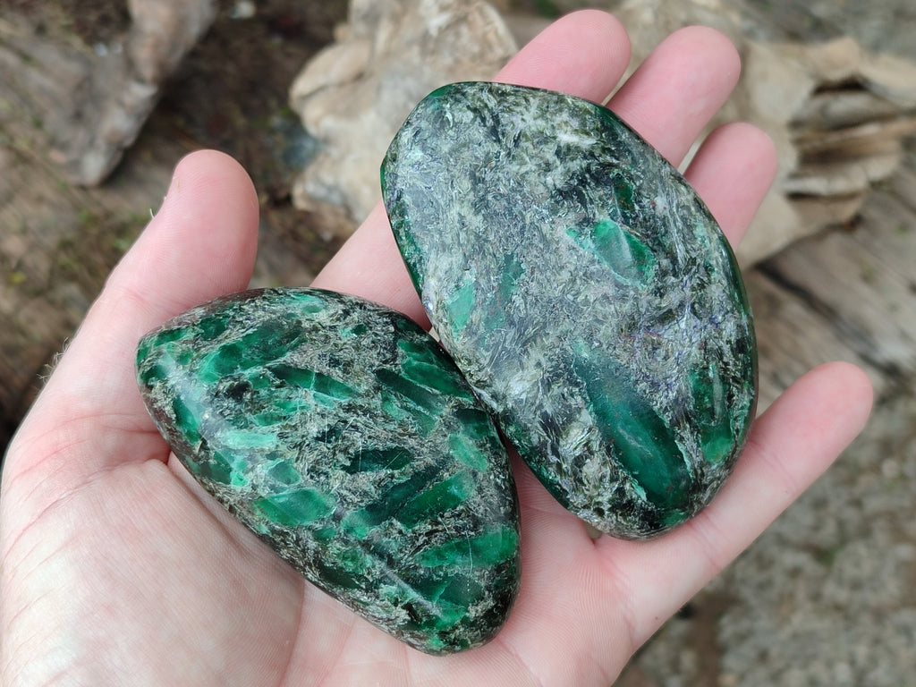 Polished Emerald Mica In Matrix Free Forms x 6 From Mutoko, Zimbabwe - Toprock Gemstones and Minerals 