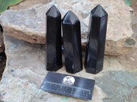 Polished Black Basalt Points x 6 From Antsirabe, Madagascar