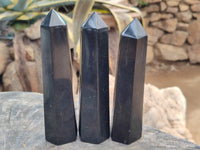Polished Black Basalt Points x 6 From Antsirabe, Madagascar