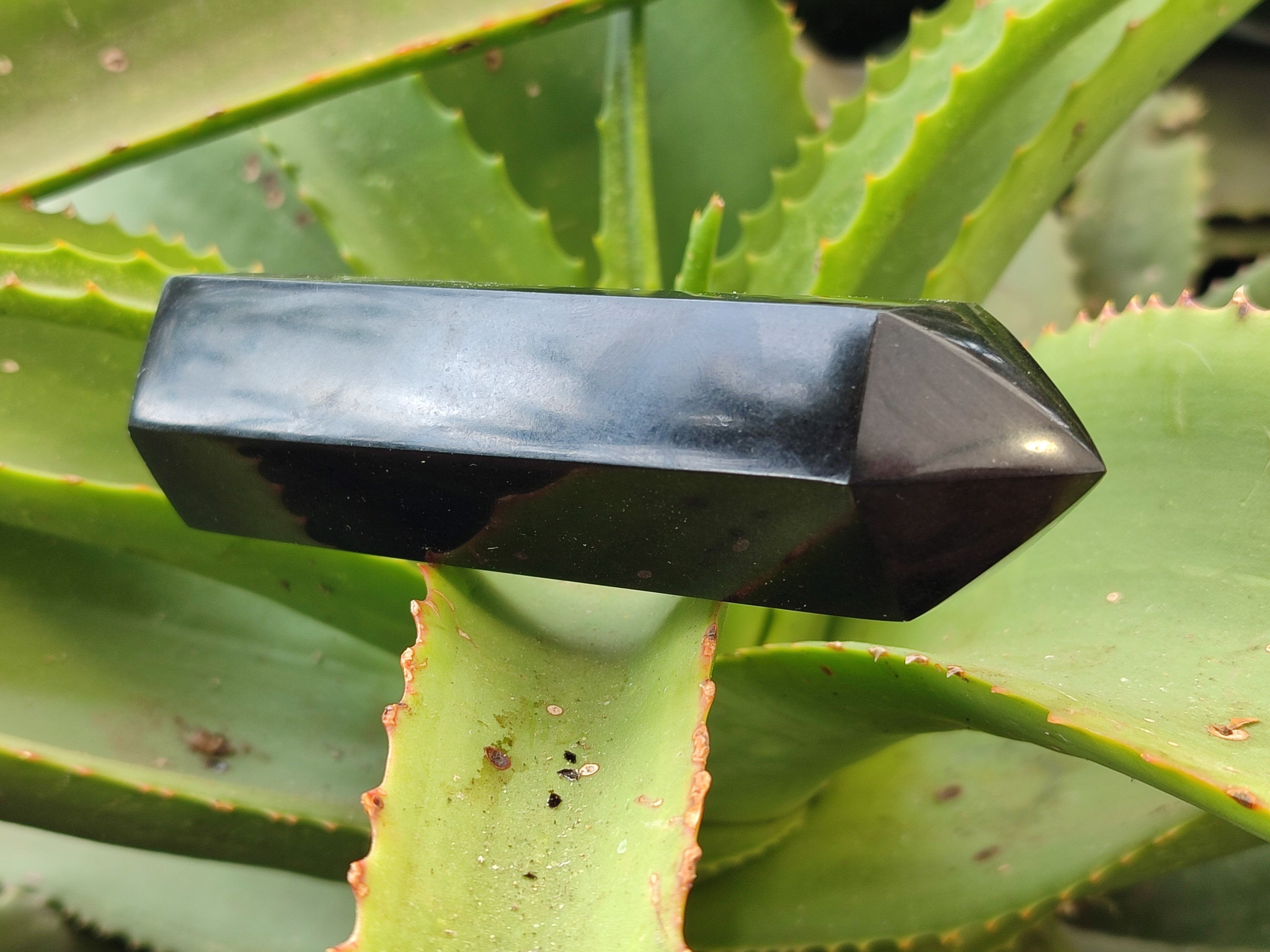 Polished Black Basalt Points x 6 From Antsirabe, Madagascar - Toprock Gemstones and Minerals 