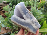 Natural Blue Lace Agate Geode Specimens x 2 From Nsanje, Malawi