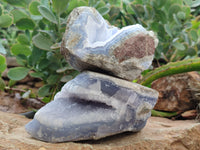 Natural Blue Lace Agate Geode Specimens x 2 From Nsanje, Malawi