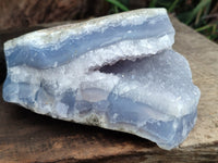 Natural Blue Lace Agate Geode Specimens x 2 From Nsanje, Malawi
