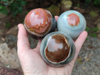 Polished Polychrome Jasper Spheres x 3 From Northwest Coast, Madagascar