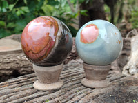 Polished Polychrome Jasper Spheres x 3 From Northwest Coast, Madagascar