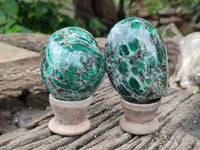 Polished Emerald Mica In Matrix Standing Free Forms x 4 From Mutoko, Zimbabwe - Toprock Gemstones and Minerals 