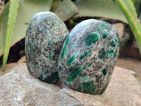 Polished Emerald Mica In Matrix Standing Free Forms x 4 From Mutoko, Zimbabwe - Toprock Gemstones and Minerals 