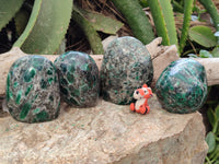 Polished Emerald Mica In Matrix Standing Free Forms x 4 From Mutoko, Zimbabwe - Toprock Gemstones and Minerals 