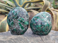 Polished Emerald Mica In Matrix Standing Free Forms x 4 From Mutoko, Zimbabwe - Toprock Gemstones and Minerals 