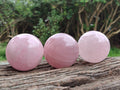 Polished Rose Quartz Spheres x 3 From Ambatondrazaka, Madagascar - Toprock Gemstones and Minerals 