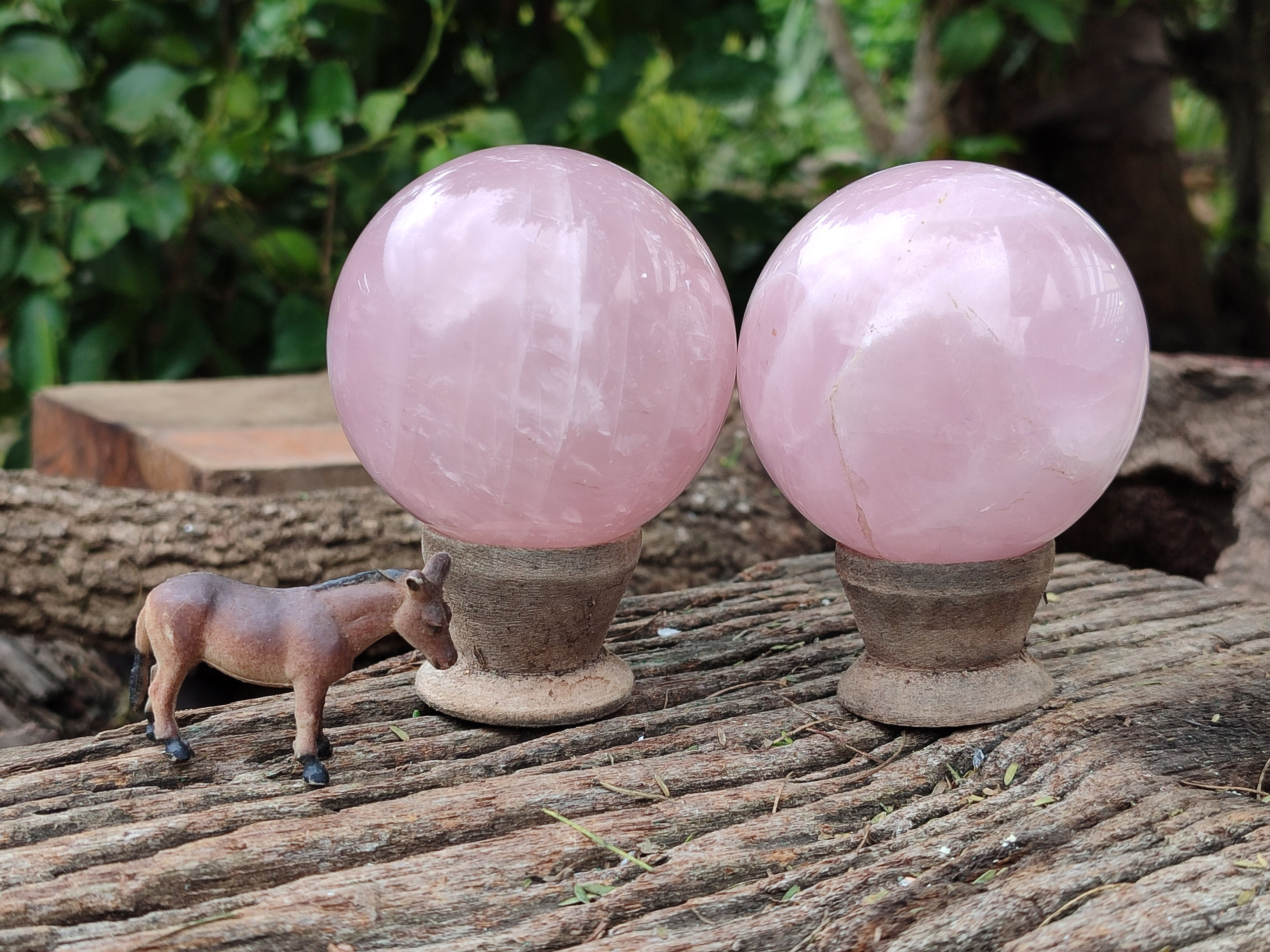 Polished Rose Quartz Spheres x 3 From Ambatondrazaka, Madagascar - Toprock Gemstones and Minerals 