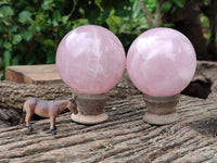 Polished Rose Quartz Spheres x 3 From Ambatondrazaka, Madagascar