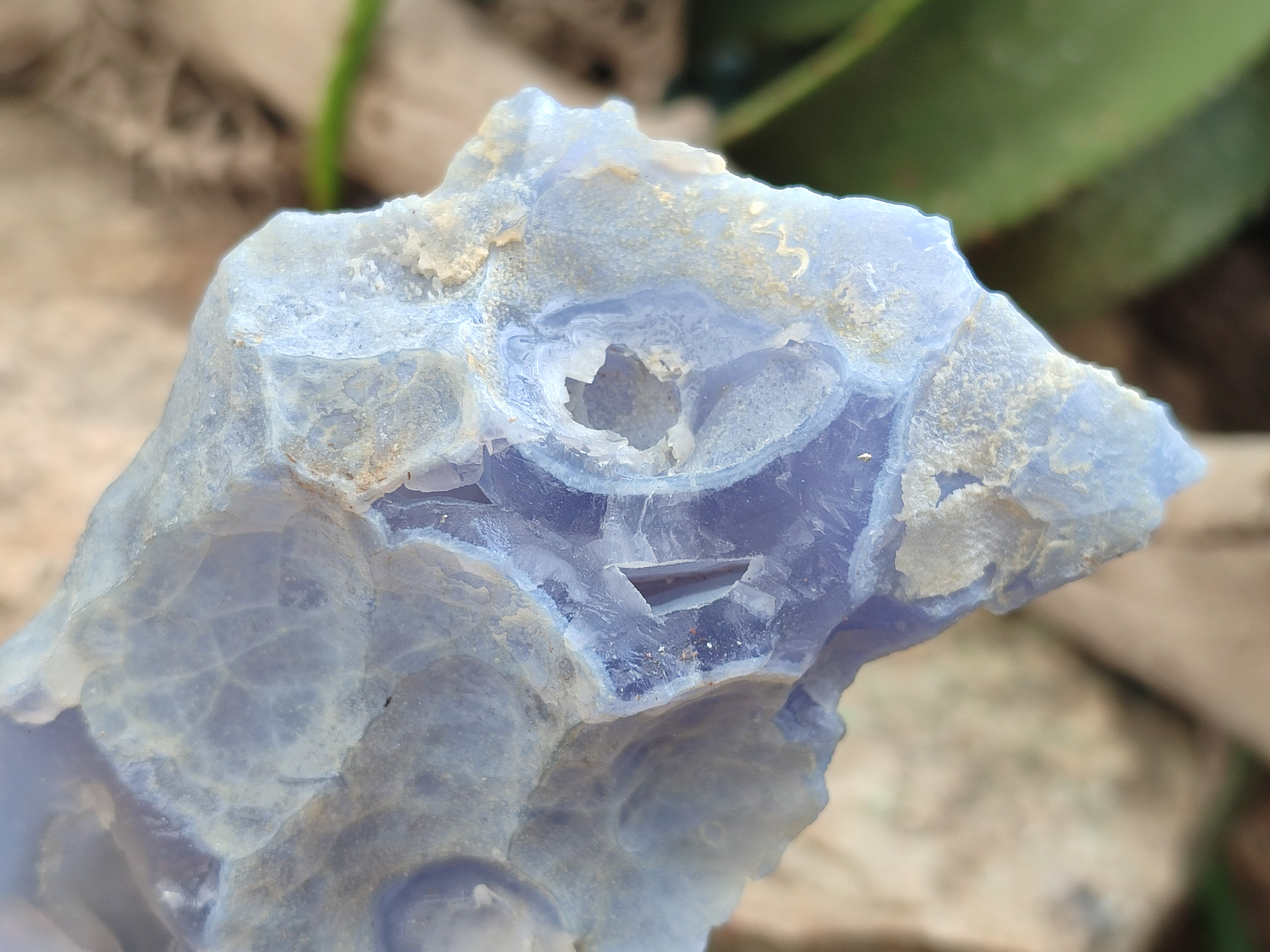 Natural Etched Blue Chalcedony Specimens x 4 From Nsanje, Malawi - Toprock Gemstones and Minerals 