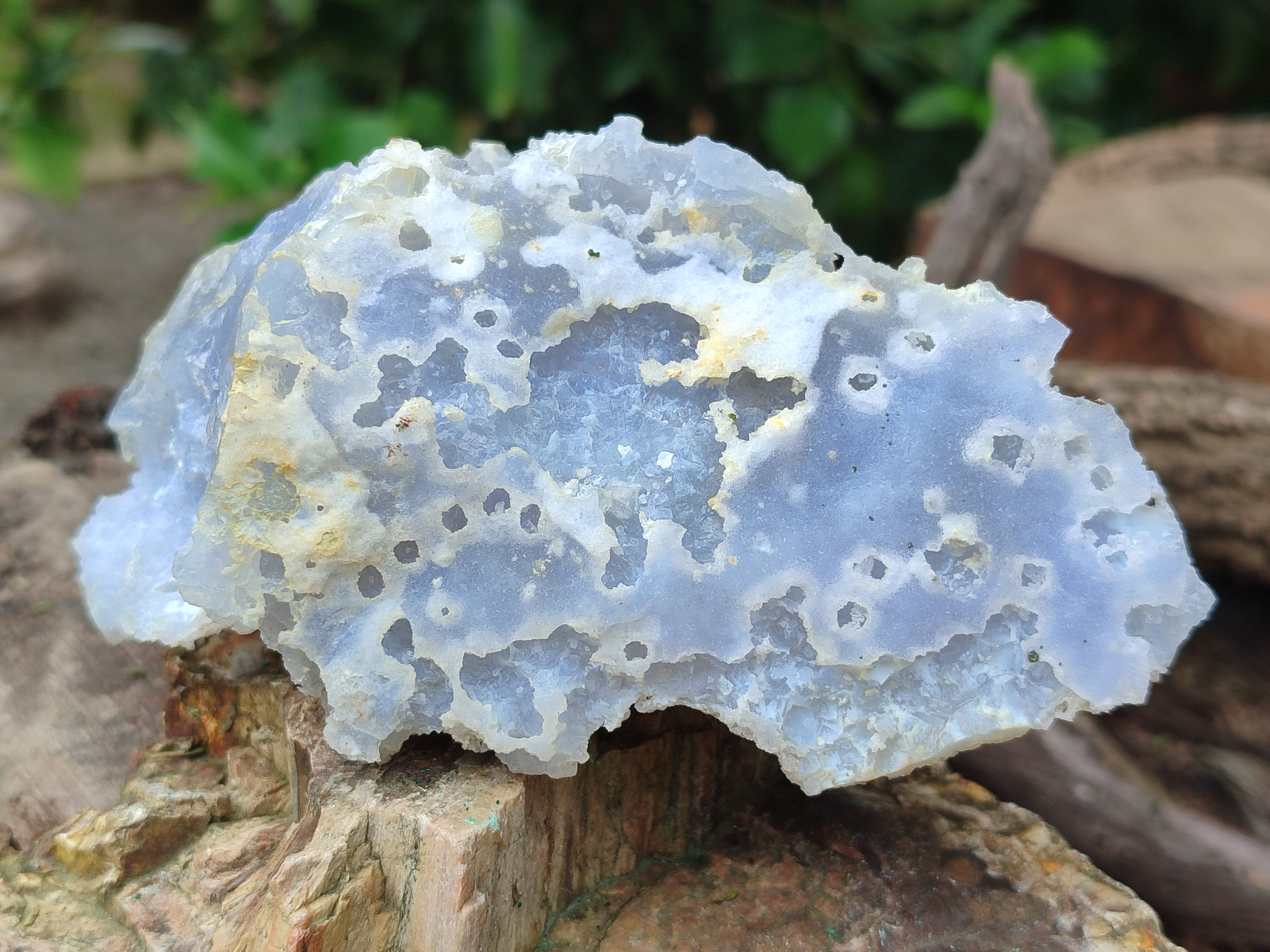 Natural Etched Blue Chalcedony Specimens x 4 From Nsanje, Malawi - Toprock Gemstones and Minerals 