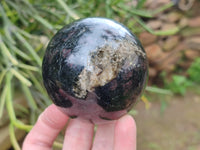 Polished Rare Blue Spark Iolite Spheres with Pink Feldspar Spots x 3 From Madagascar