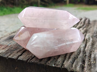 Polished Double Terminated Rose Quartz Points x 6 From Ambatondrazaka, Madagascar