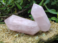 Polished Double Terminated Rose Quartz Points x 6 From Ambatondrazaka, Madagascar