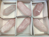 Polished Double Terminated Rose Quartz Points x 6 From Ambatondrazaka, Madagascar
