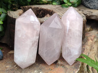Polished Double Terminated Rose Quartz Points x 6 From Ambatondrazaka, Madagascar