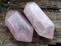 Polished Double Terminated Rose Quartz Points x 6 From Ambatondrazaka, Madagascar