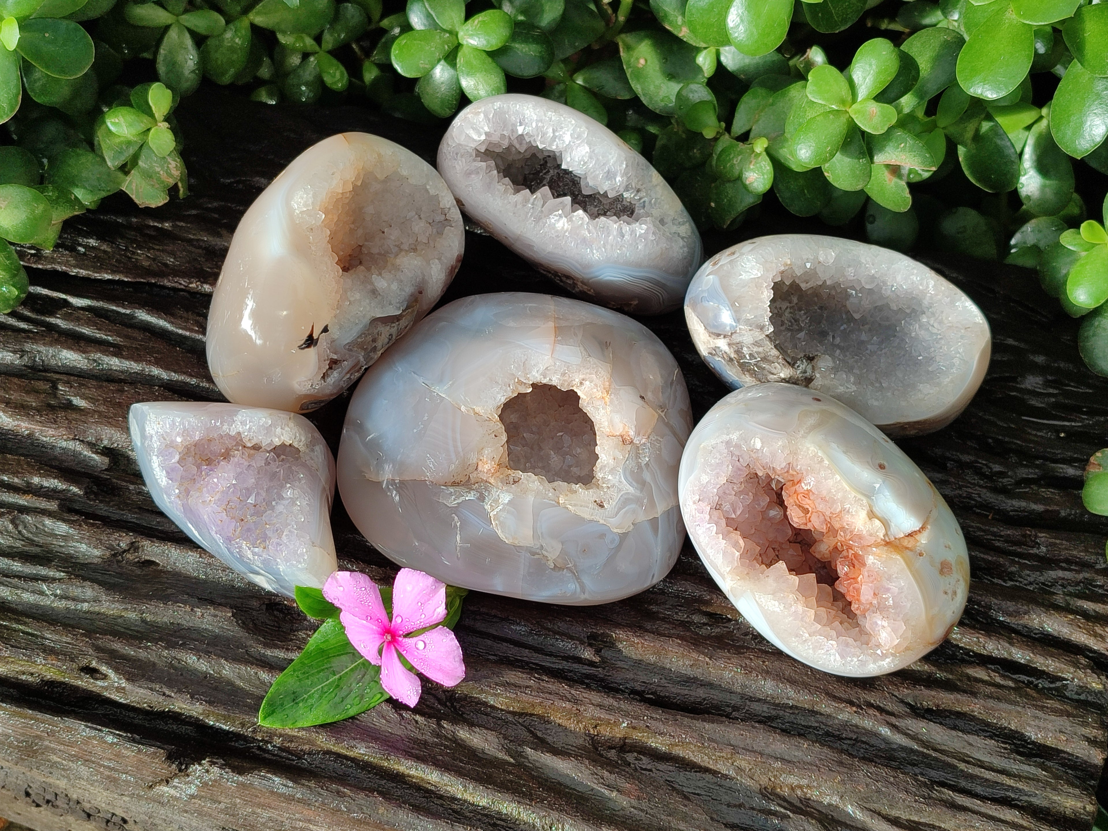 Polished Amethyst Agate Geode x 6 From Madagascar - Toprock Gemstones and Minerals 