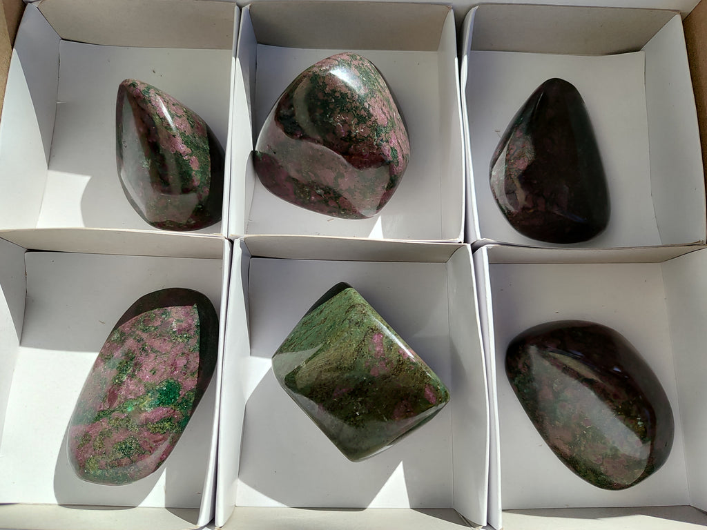 Polished Ruby Corundum In Chrome Verdite Free Forms x 6 From Zimbabwe - Toprock Gemstones and Minerals 
