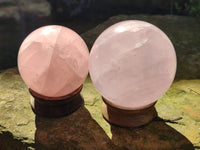 Polished Gemmy Rose Quartz Spheres x 2 From Madagascar