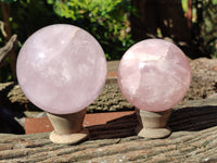 Polished Gemmy Rose Quartz Spheres x 2 From Madagascar